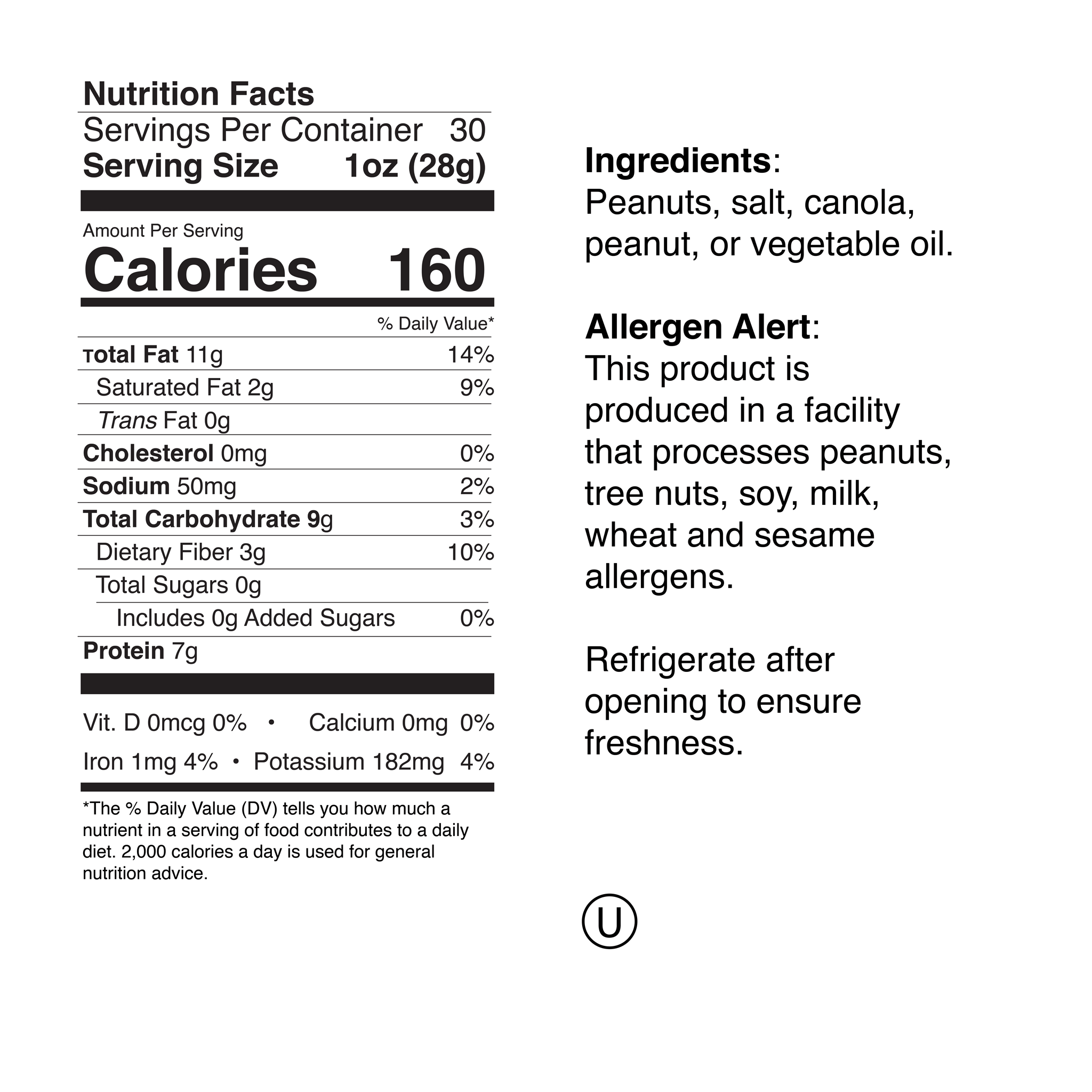 Blister Fried Large Label Nutrition Info
