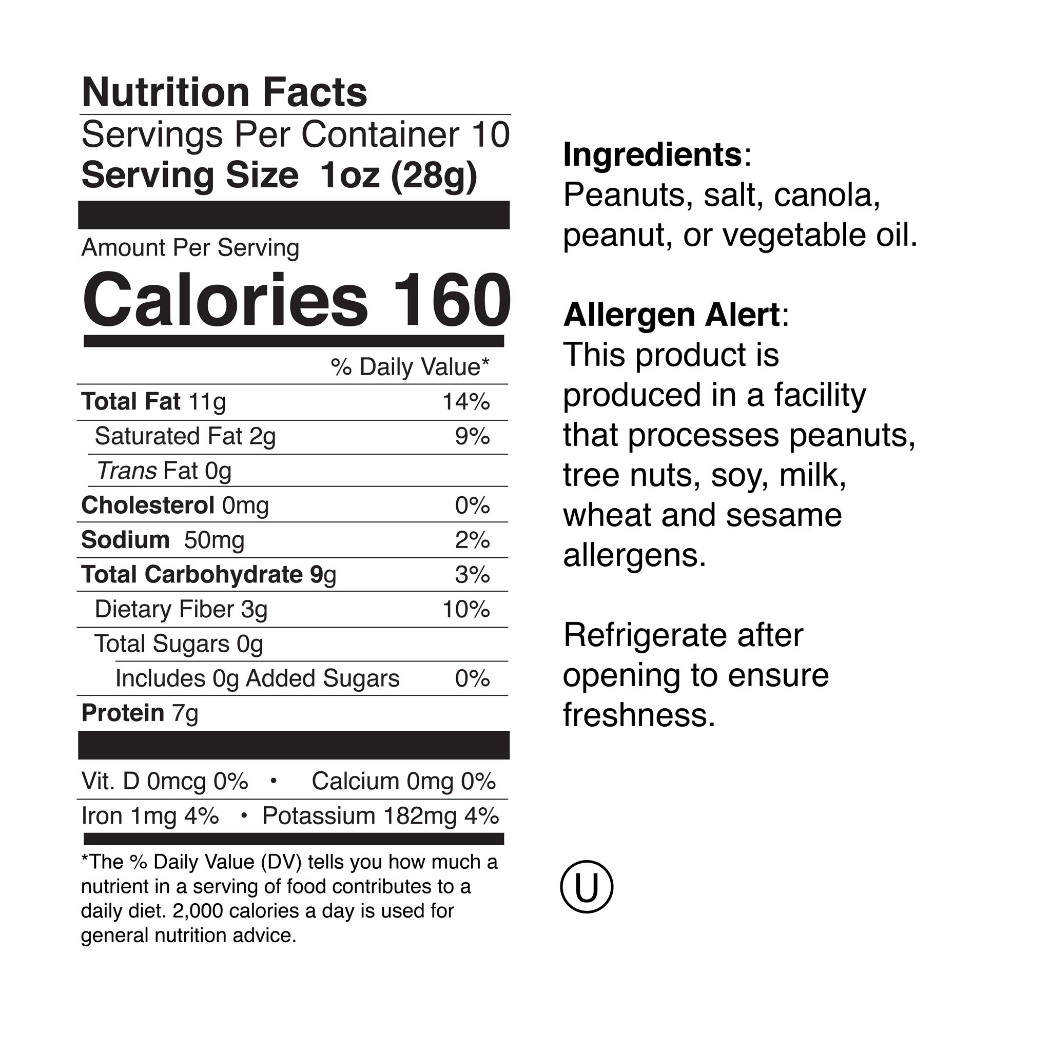 Blister Fried Small Label Nutrition Info