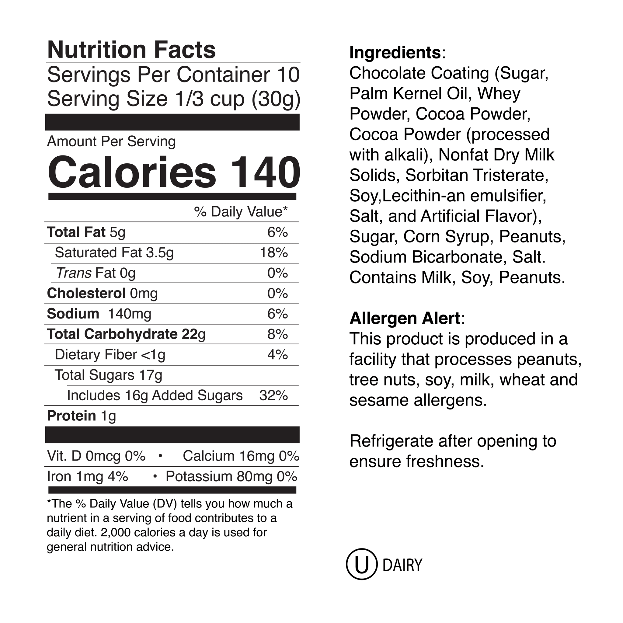 Chocolate Brittle Small Jar Nutrition Info