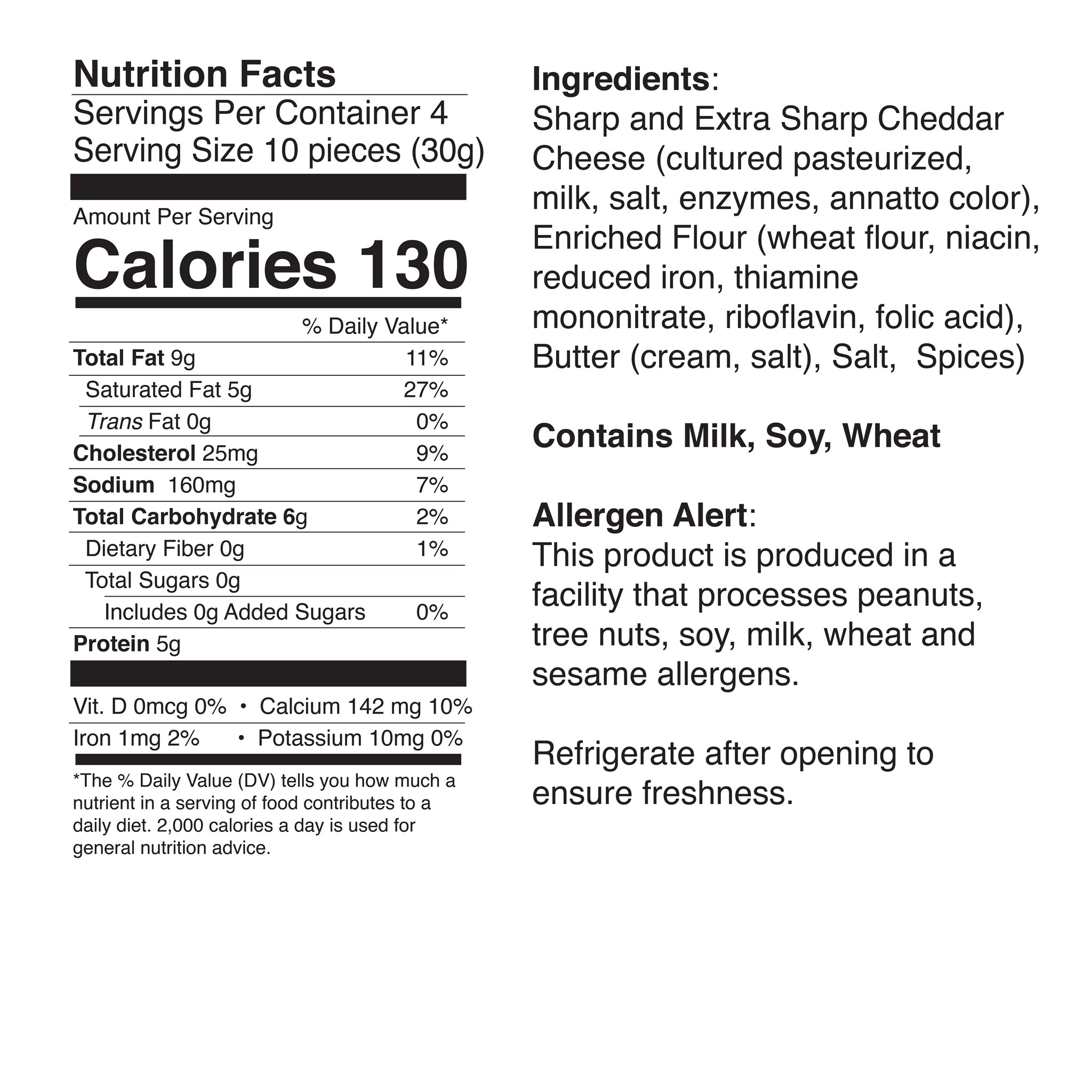 Classic Cheese Straw 4oz Nutrition Info