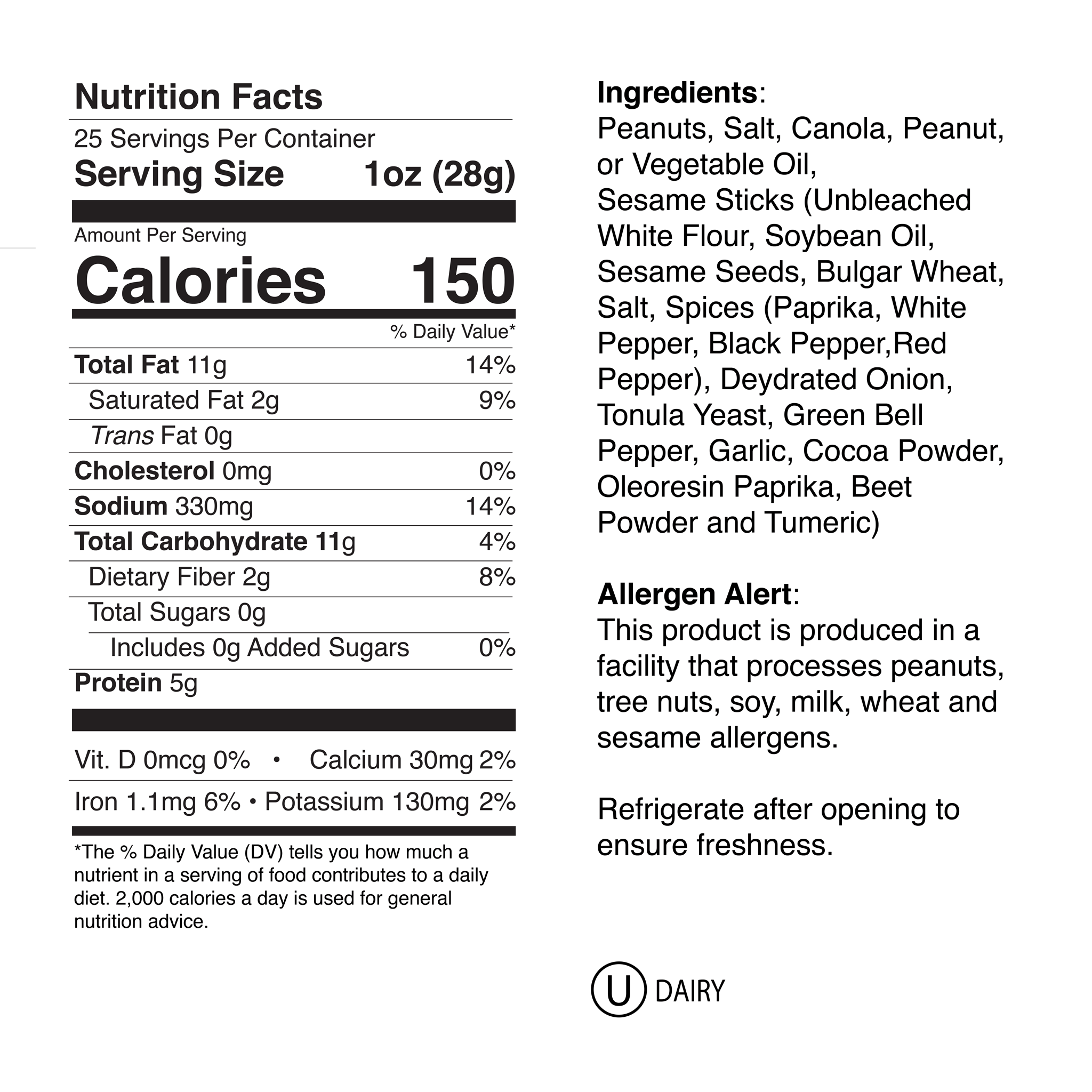 Goobers N Kickin Stix Large Jar Nutrition Info