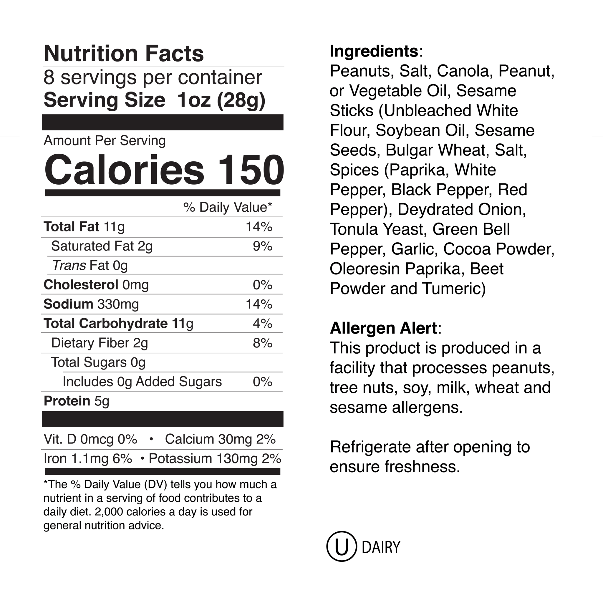 Goobers N Kickin Stix Small Jar Nutrition Info