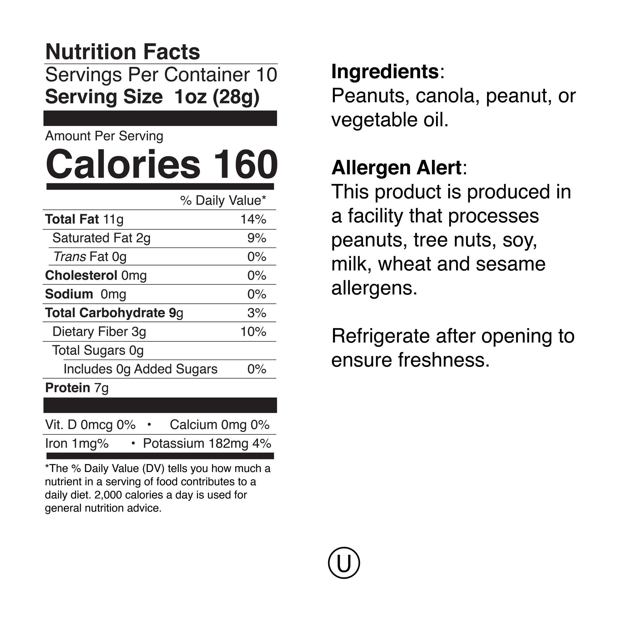 Unsalted Blister Fried Small Jar Nutrition Info