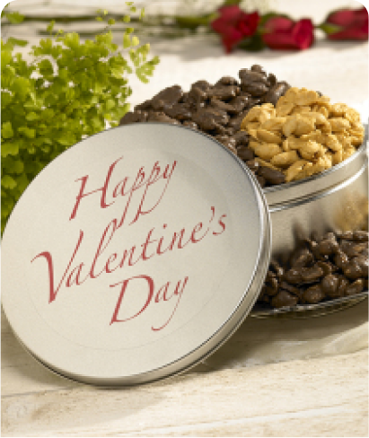 Happy Valentines Day nuts gift tin