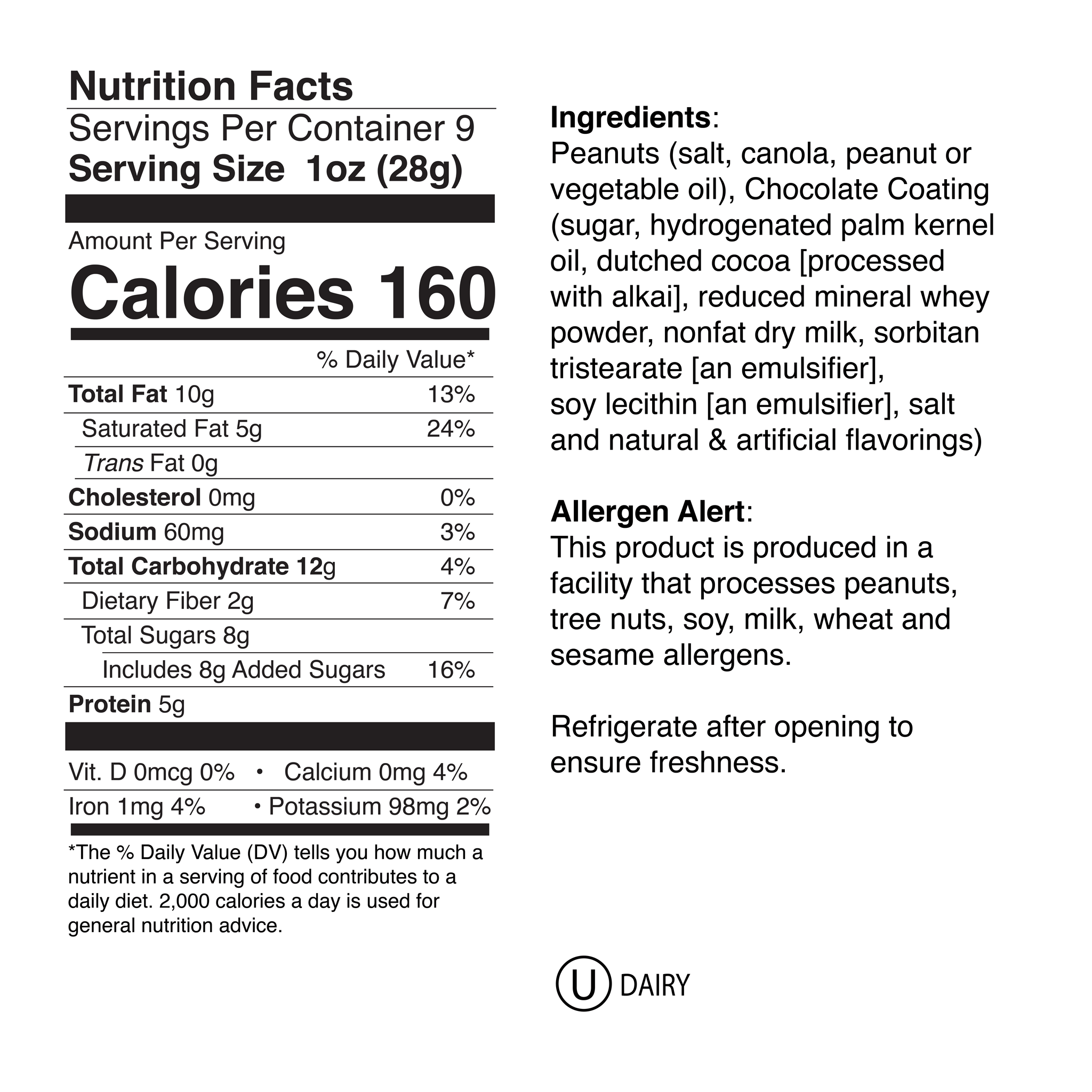 Chocolate Peanuts Small Jar Nutrition Info