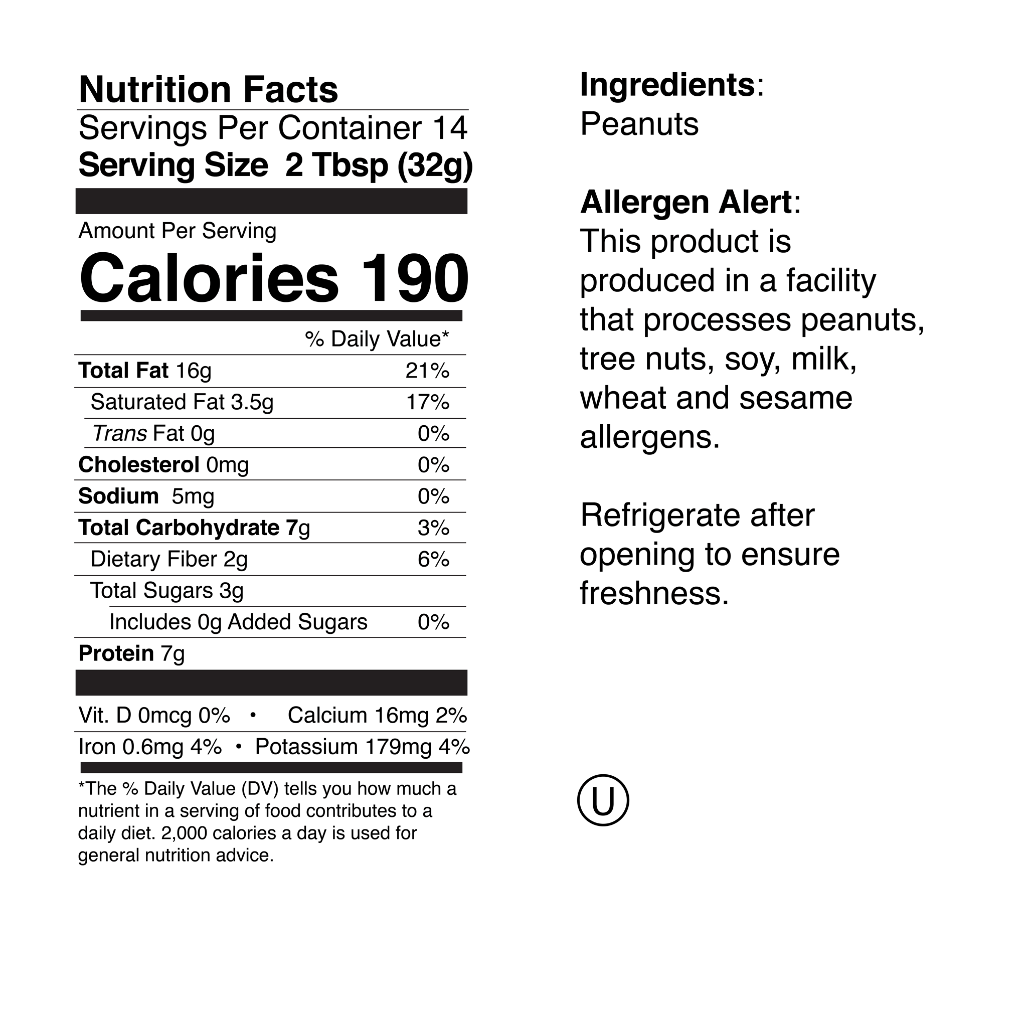 Peanut Butter Small Jar Nutrition Info