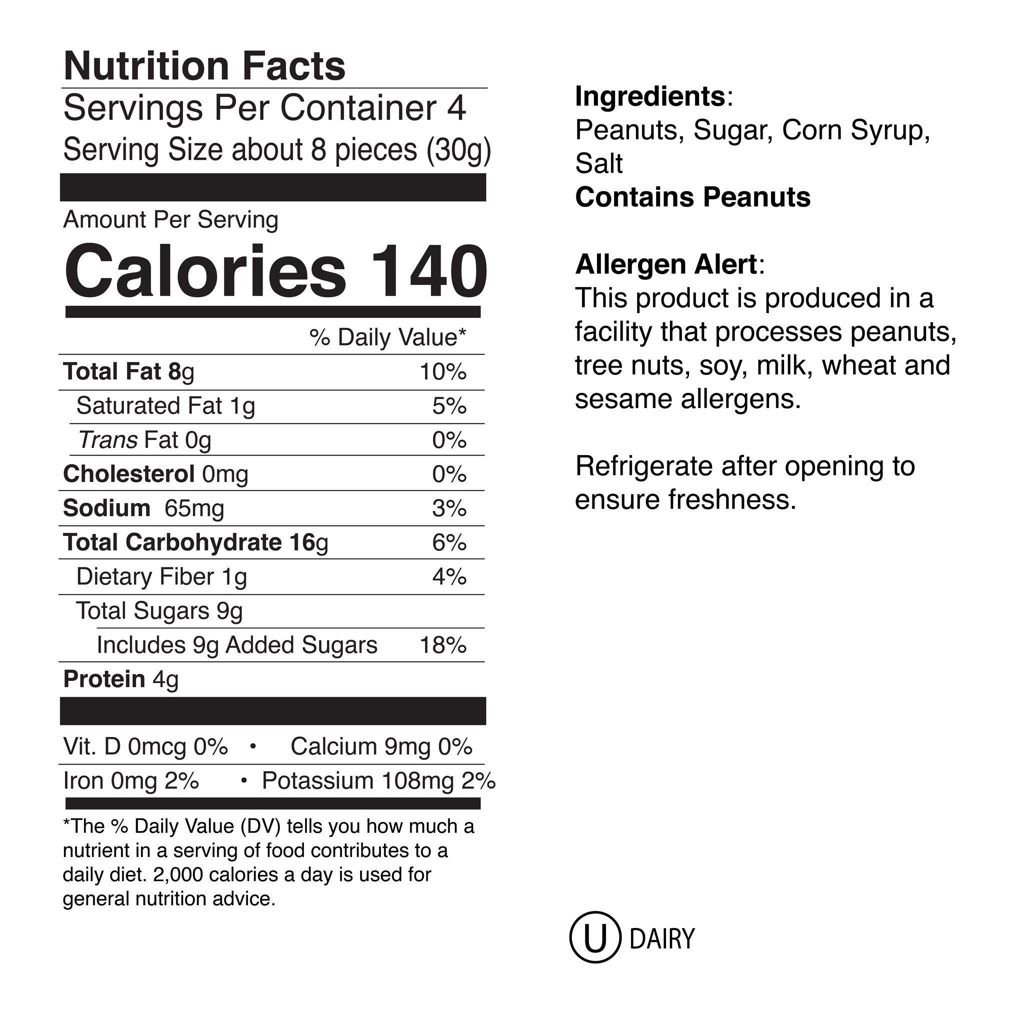 Peanut Crunch 16oz Nutrition Info