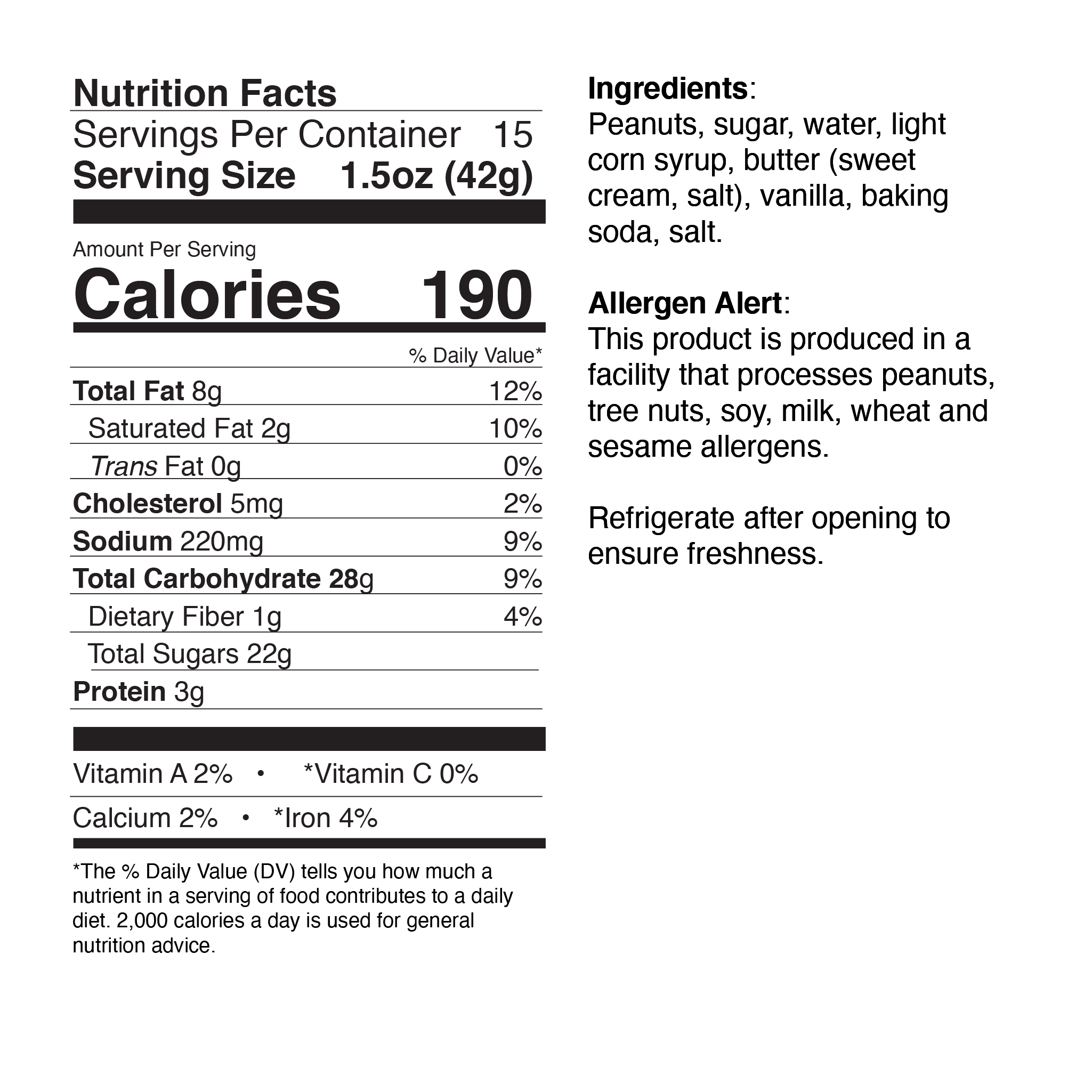 Peanut Brittle Large Jar Nutrition Info