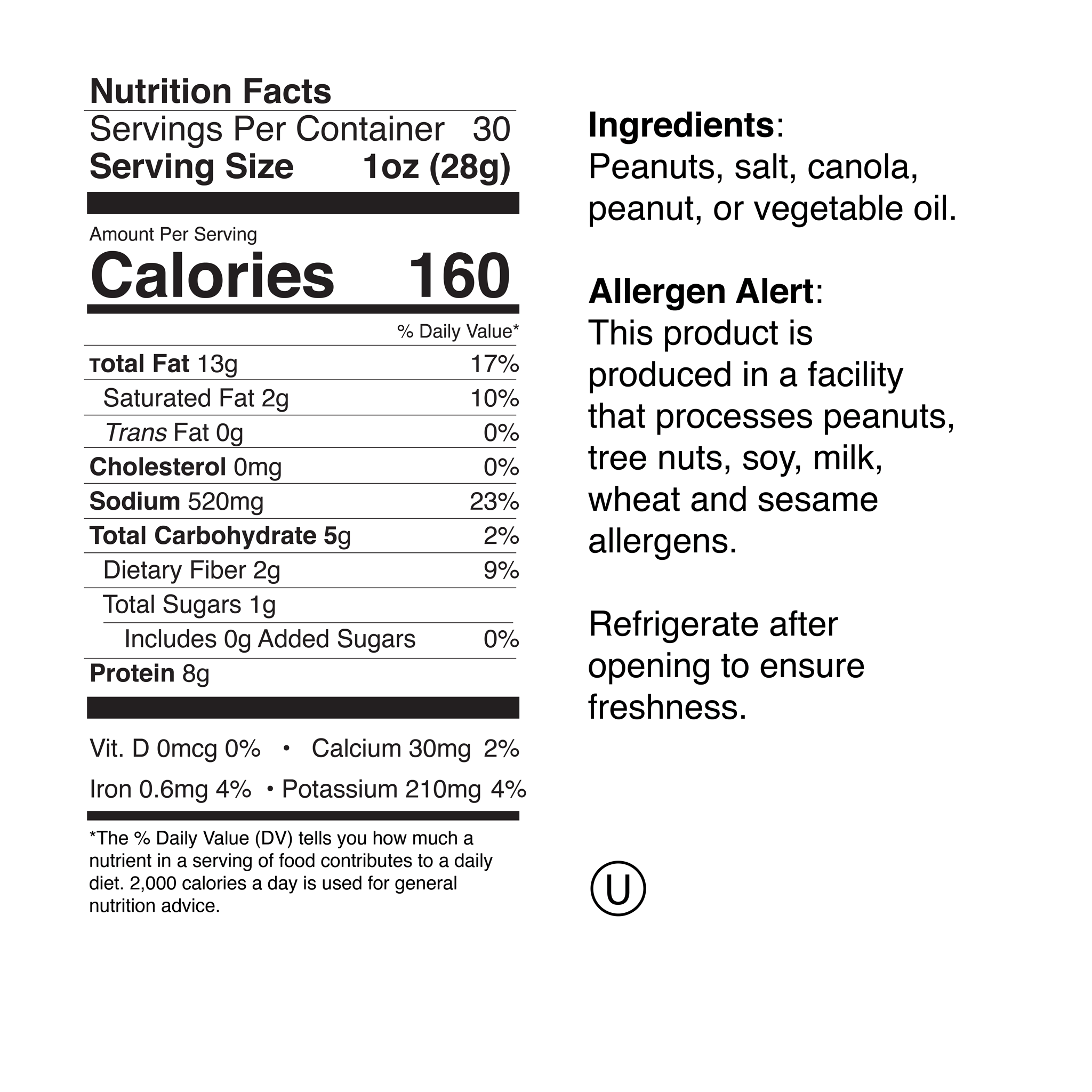 Roanoke Redskins Large Jar Nutrition Info