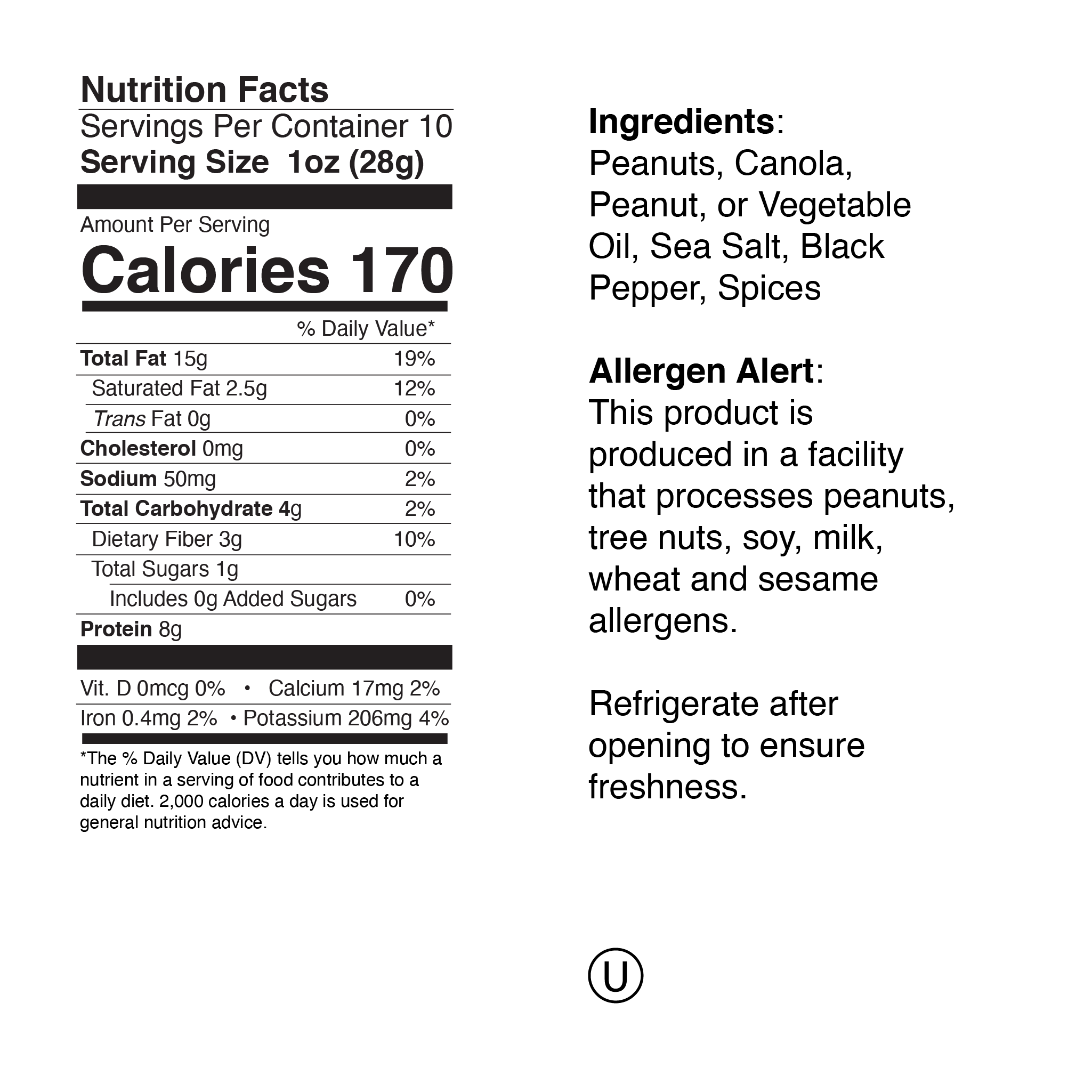 Sea Salt Black Pepper Labels Salt and Pepper Small Jar Nutrition Info