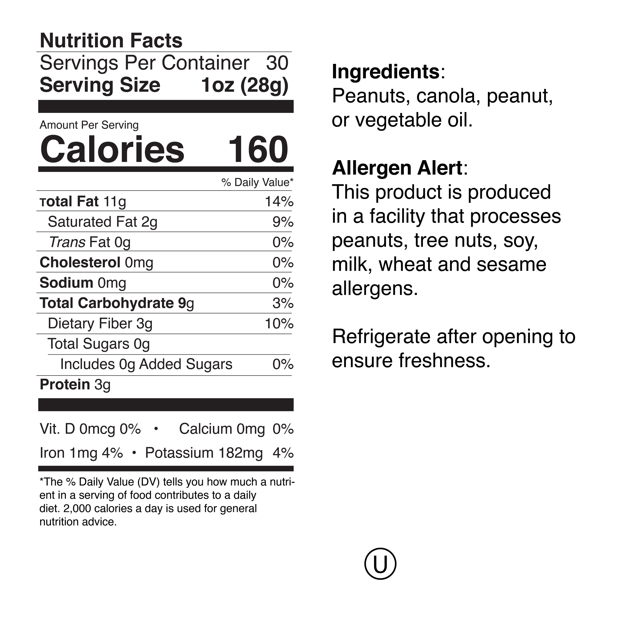 Unsalted Blister Fried Large Jar Nutrition Info